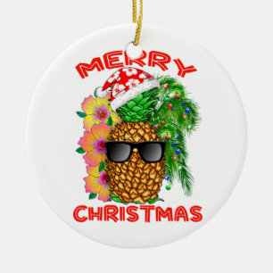 Frohe Weihnachten Santa Pineaple Keramik Ornament