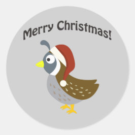 Frohe Weihnachten! Santa Quail Runder Aufkleber