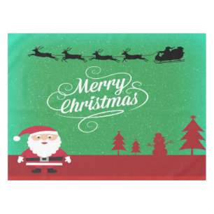 Frohe Weihnachten Santa Reindeer Rote Landschaft Tischdecke