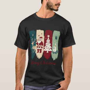 Frohe Weihnachten Santa Rentier Baum Kerzen Gesche T-Shirt
