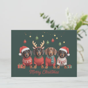 Frohe Weihnachten Santa Rentier Dachshund Wiener 