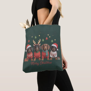Frohe Weihnachten Santa Rentier Dachshund Wiener Tasche