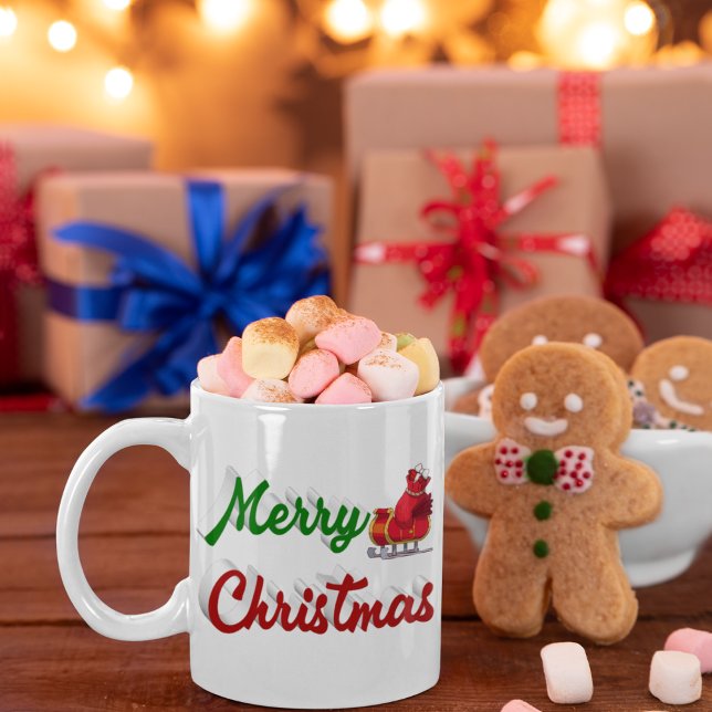 Frohe Weihnachten Santa Schlitten halb Skript Kaffeetasse (Von Creator hochgeladen)