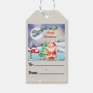 Frohe Weihnachten Santa, Schlitten, Rentier, Schne Geschenkanhänger