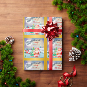 Frohe Weihnachten Santa, Schlitten, Rentier, Schne Geschenkpapier