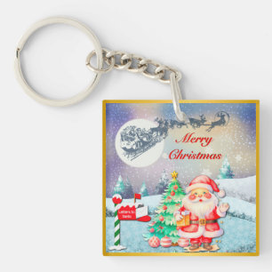 Frohe Weihnachten Santa, Schlitten, Rentier, Schne Schlüsselanhänger