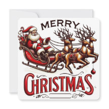 Frohe Weihnachten Santa Schlitten & Rentiere Vinta