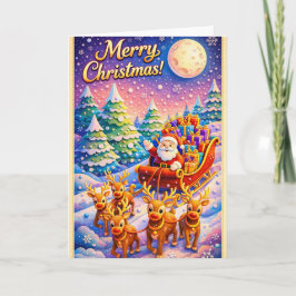 Frohe Weihnachten Santa Schlitten und Rentiere Win Karte