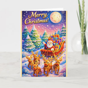 Frohe Weihnachten Santa Schlitten und Rentiere Win Karte
