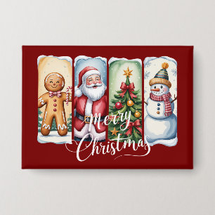 Frohe Weihnachten Santa Schneemann Weihnachtsbaum Button