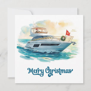 Frohe Weihnachten Santa Segelt auf einer Yacht