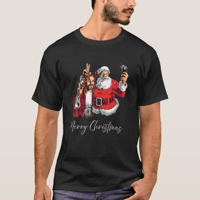 Frohe Weihnachten Santa Selfie Funny Xmas Paja T-Shirt (Vorderseite)