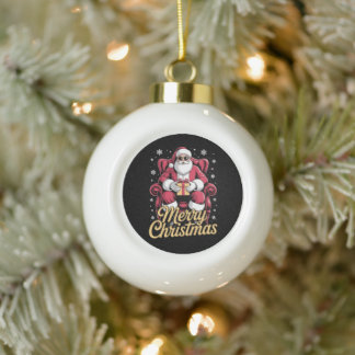 Frohe Weihnachten Santa Sessel Box Schneeflocken X Keramik Kugel-Ornament