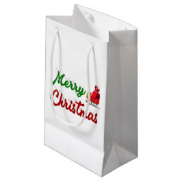 Frohe Weihnachten Santa Sleigh Rot-Grün-Skript Kleine Geschenktüte