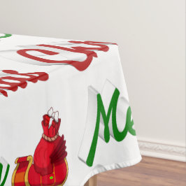 Frohe Weihnachten Santa Sleigh Rot-Grün-Skript Tischdecke