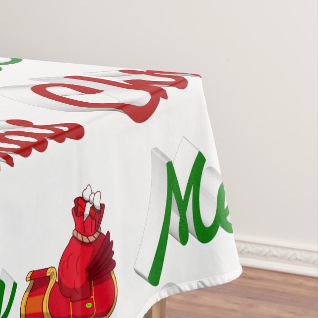 Frohe Weihnachten Santa Sleigh Rot-Grün-Skript Tischdecke (Beispiel)