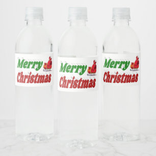 Frohe Weihnachten Santa Sleigh rot grüne Typografi