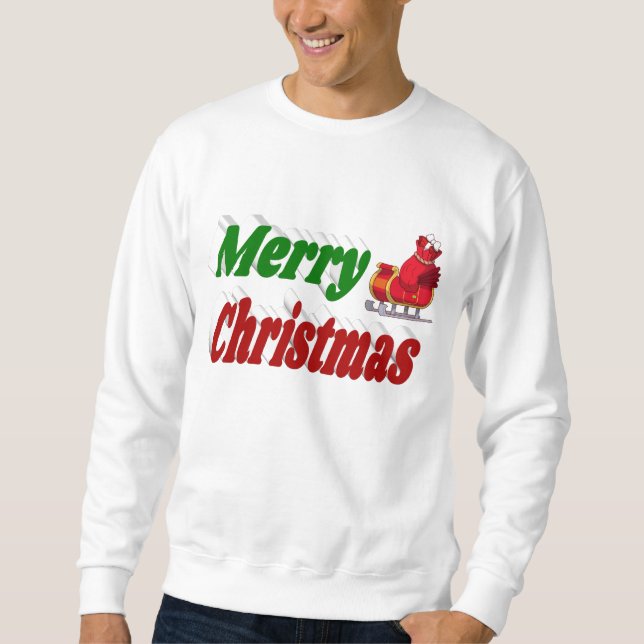 Frohe Weihnachten Santa Sleigh rot grüne Typografi Sweatshirt (Vorderseite)