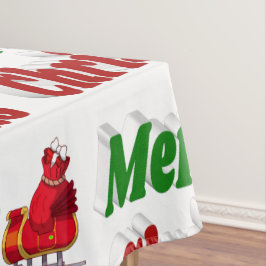 Frohe Weihnachten Santa Sleigh rot grüne Typografi Tischdecke