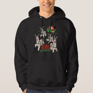 Frohe Weihnachten Santa Sloth Llama Reindeer Funny Hoodie