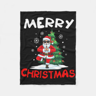 Frohe Weihnachten Santa spielt Yoga Liebhaber Fleecedecke