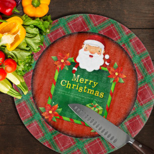 Frohe Weihnachten Santa Tartan Karo Schneidebrett