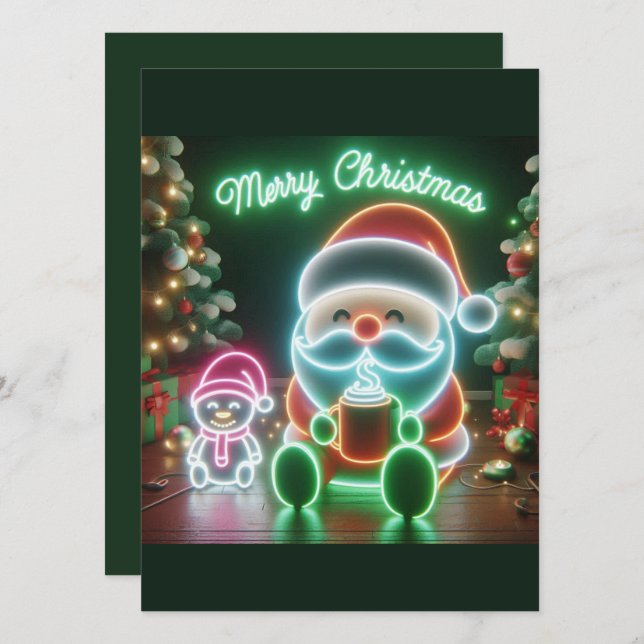 Frohe Weihnachten Santa Teddy Einladung (Vorne/Hinten)