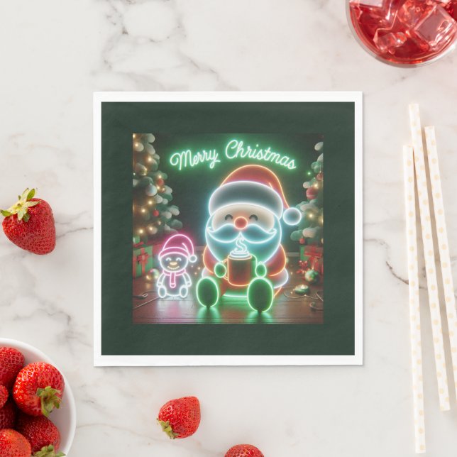 Frohe Weihnachten Santa Teddy Serviette (Beispiel)