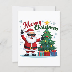 Frohe Weihnachten   Santa & Tree Design Postkarte