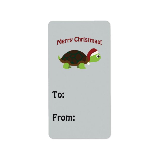 Frohe Weihnachten! Santa Turtle Adressaufkleber (Vorne)