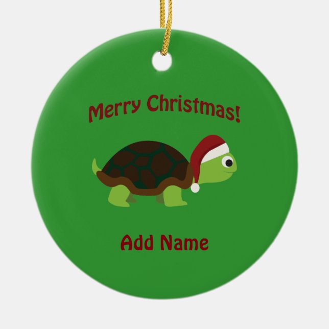 Frohe Weihnachten! Santa Turtle Keramikornament (Vorne)