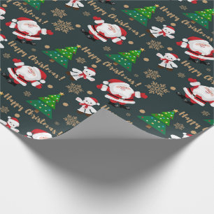 Frohe Weihnachten, Santa, Weihnachtsbaum, Bär  Geschenkpapier