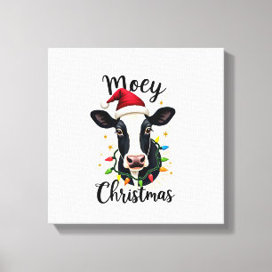 Frohe Weihnachten Santa Weihnachtsbeleuchtung Kuh Leinwanddruck