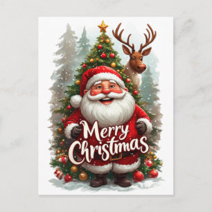 Frohe Weihnachten Santa Winterwald Postkarte