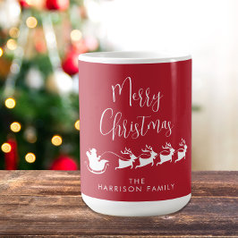 Frohe Weihnachten Santas Reindeer Sleigh Red Kaffeetasse