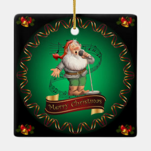 Frohe Weihnachten ~ Santas singender Elf ~ ‘ Keramikornament