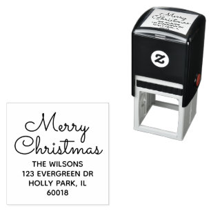 Frohe Weihnachten Schick Einfache Schrift Rücksend Permastempel