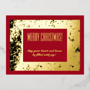 Frohe Weihnachten schick rotes Gold und schwarz Folien Feiertagspostkarte