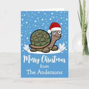 Frohe Weihnachten Schildkröte mit Santa-Hut indivi Karte