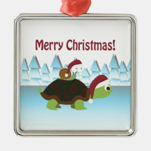 Frohe Weihnachten! Schildkröte und Schnecke Ornament Aus Metall
