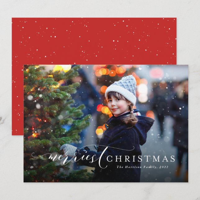Frohe Weihnachten schlicht und elegant ein Foto (Vorne/Hinten)