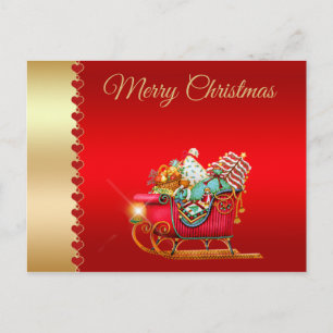 Frohe Weihnachten, Schlitten des Weihnachtsmanns,  Postkarte