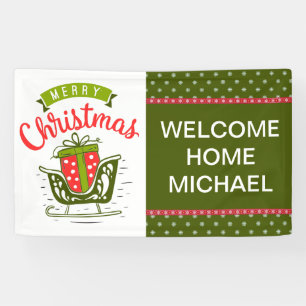 Frohe Weihnachten Schlitten Willkommen Zu Hause Ro Banner