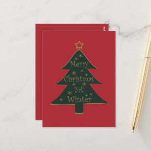 Frohe Weihnachten schmückt Kiefernbaum Postkarte
