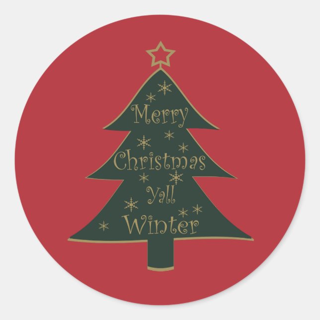 Frohe Weihnachten schmückt Kiefernbaum Runder Aufkleber (Vorderseite)