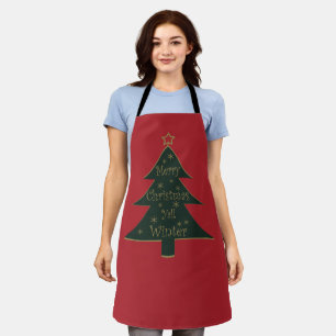 Frohe Weihnachten schmückt Kiefernbaum Schürze