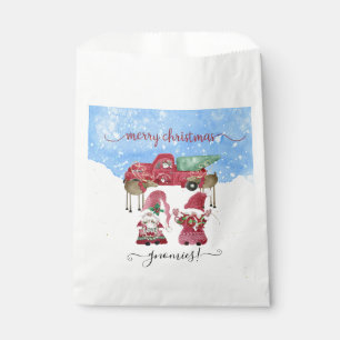 Frohe Weihnachten Schnee Gnome Red Truck Wasserfar Geschenktütchen
