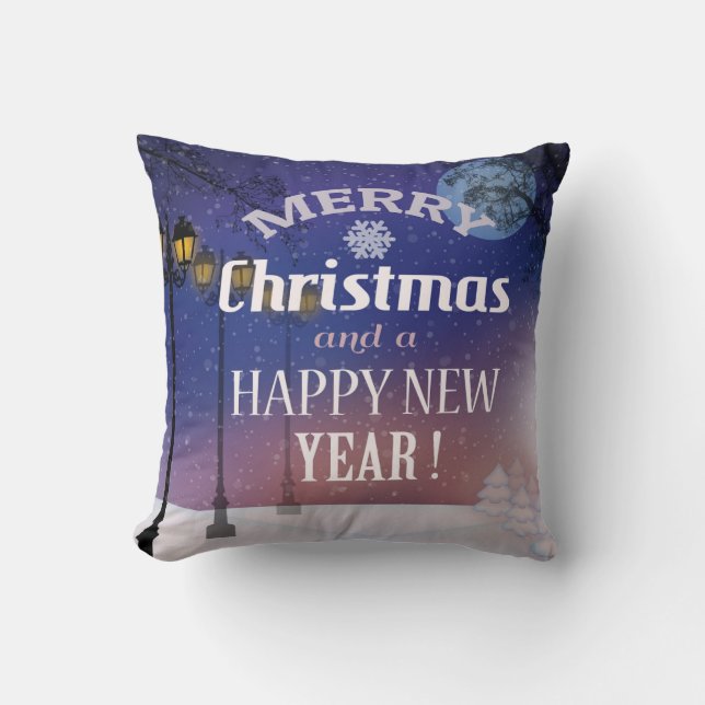 Frohe Weihnachten Schnee Landschaft wirbelkissen Kissen (Vorderseite)