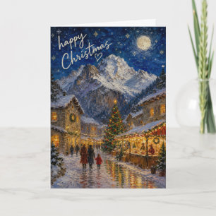Frohe Weihnachten Schneebedecktes europäisches Dor Karte