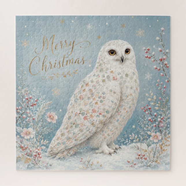 Frohe Weihnachten Schneeeule Winterwunderland (Vertikal)